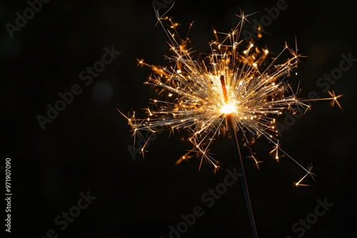 Wallpaper Mural Closeup firework burning brightly on black background with black space for poster, banner and backdrop design Torontodigital.ca