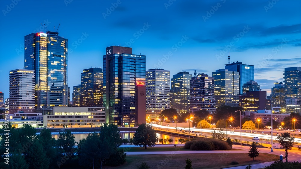 Fototapeta premium The Stunning Skyline of Calgary Under the Night Sky
