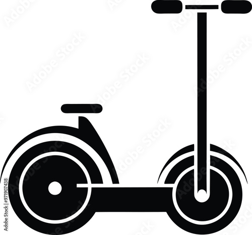 Silhouette of Driving a Segway - Vector illustration Icon on black and white.