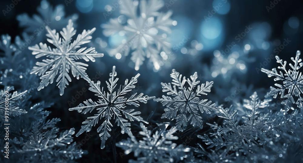 Frosty snowflakes shining glow abstract background Frosty snowflakes shining glow abstract background