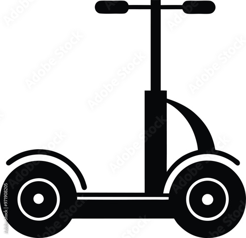 Silhouette of Driving a Segway - Vector illustration Icon on black and white.