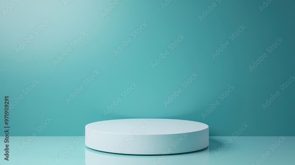 Curved podium with clean reflection, elegant minimal setup, 3D illustration Curved podium with clean reflection, elegant minimal setup, 3D illustration