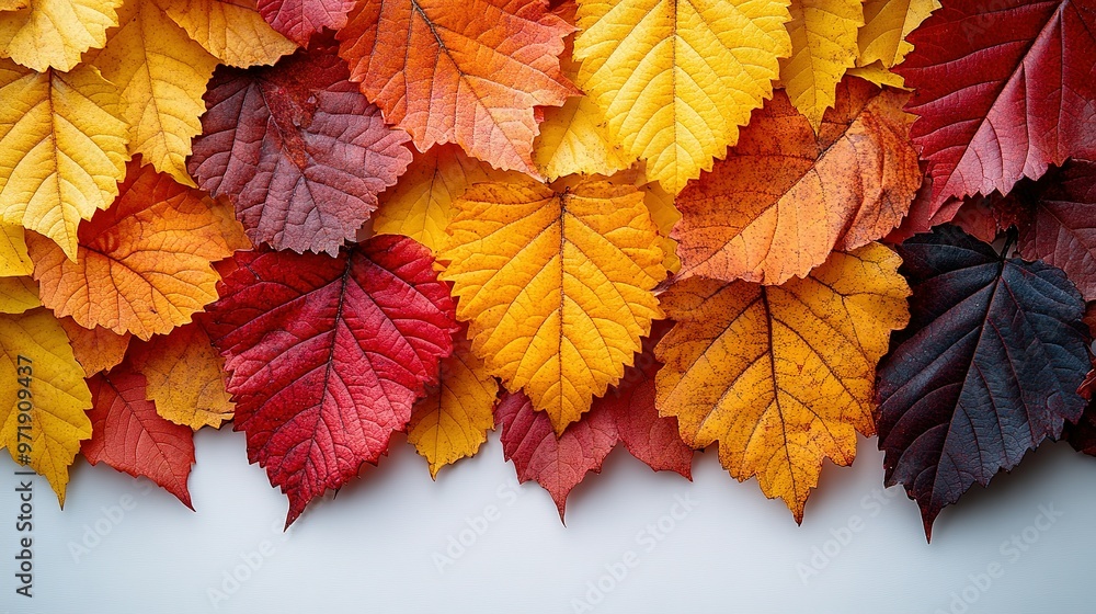 A Vibrant Border of Red, Orange, and Yellow Autumn Leaves A Vibrant Border of Red, Orange, and Yellow Autumn Leaves