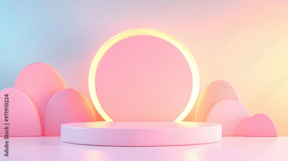 Subtle gradient platform, soft lighting effect, clean minimal background, 3D illustration Subtle gradient platform, soft lighting effect, clean minimal background, 3D illustration