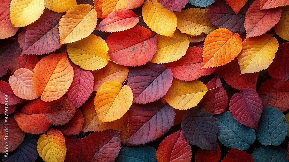 Fototapeta premium A Close-Up View of Multicolored Autumn Leaves
