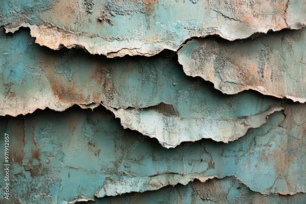 Weathered Teal and Brown Wall with Peeling Paint Weathered Teal and Brown Wall with Peeling Paint