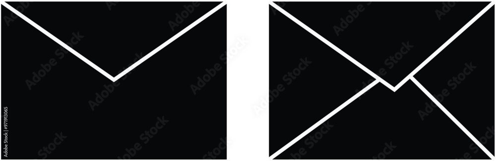 set of black and white icons mail icon set set of black and white icons mail icon set