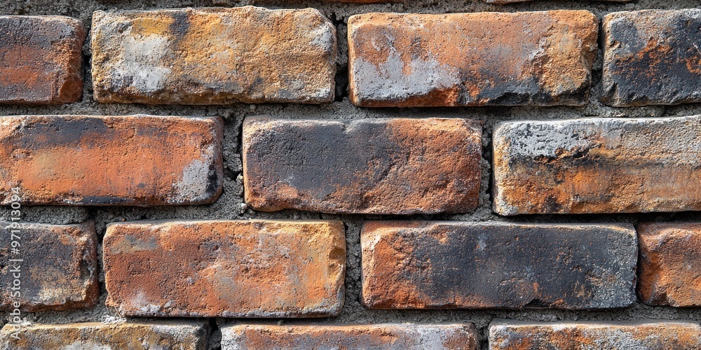 Close-up of a Weathered Brick Wall with Mortar Close-up of a Weathered Brick Wall with Mortar