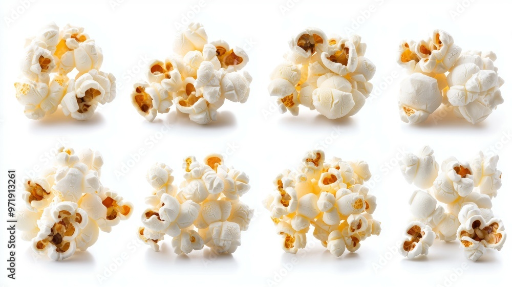 A close up of a bunch of popcorn with the top row being the most popped A close up of a bunch of popcorn with the top row being the most popped