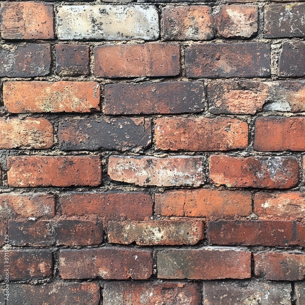 Weathered Brick Wall with Irregular Mortar Joints Weathered Brick Wall with Irregular Mortar Joints