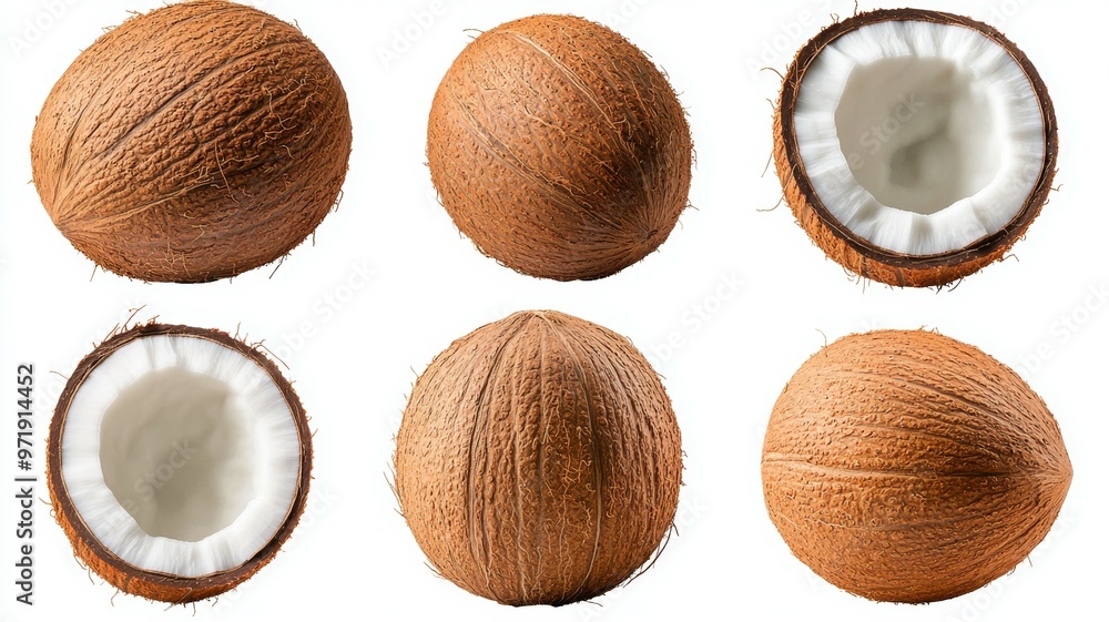 A close up of a coconut with its shell removed A close up of a coconut with its shell removed