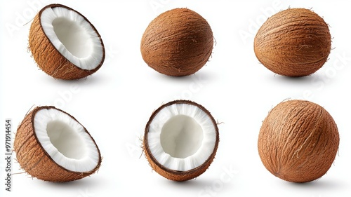 A close up of a coconut with its shell removed