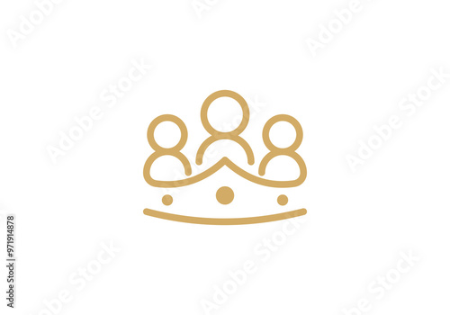 crown with people logo. family teamwork unity business symbol design template
