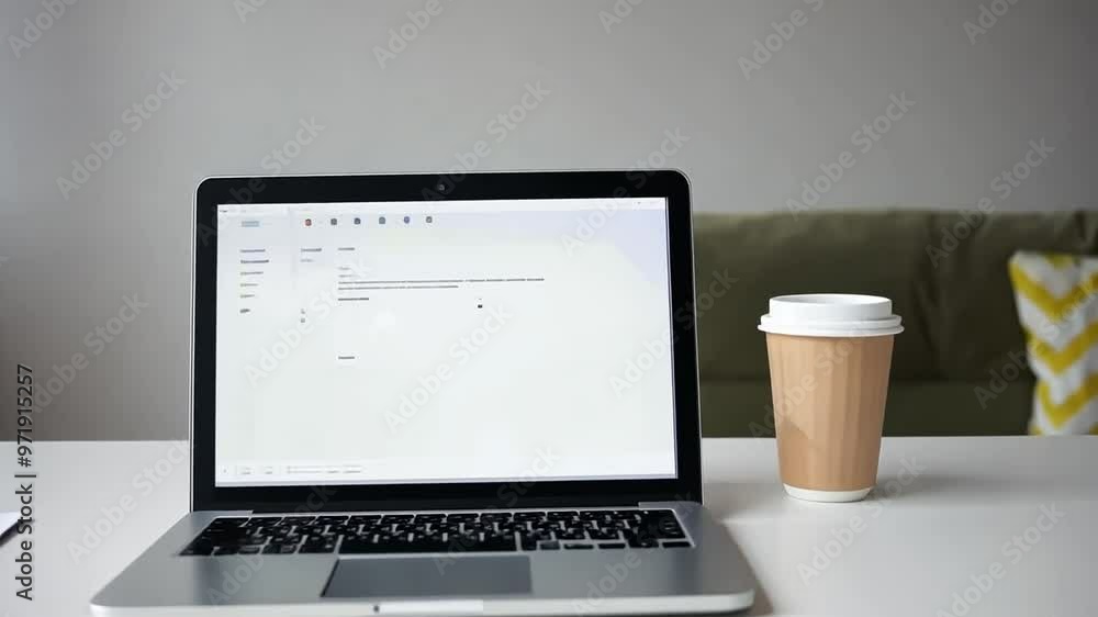 laptop and coffee cup laptop and coffee cup