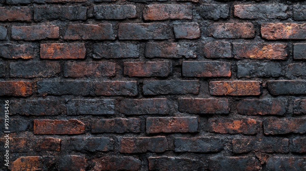 Soot-Stained Brick Wall with Reddish Undertones Soot-Stained Brick Wall with Reddish Undertones