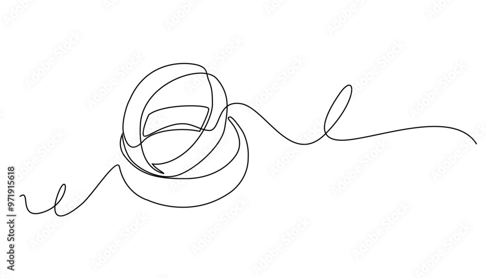 Obraz premium one line vector illustration of wedding ring.line art of couple ring.vector continuous line.isolated white background