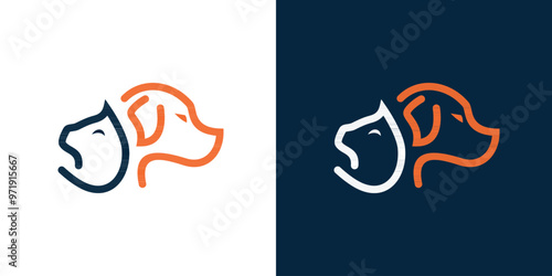 Dog and Cat icon vector outline pet veterinary isolated abstract logo
