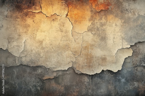 Cracked and Chipped Beige and Gray Wall Texture