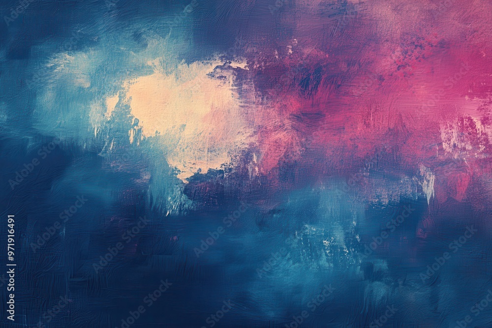 Fototapeta premium Abstract Painting with Blue, Pink, and White Paint Strokes