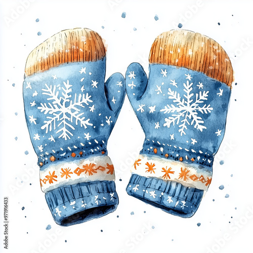 A pair of mittens with snow...