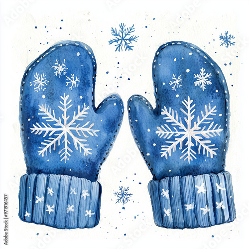 A pair of mittens with snow...