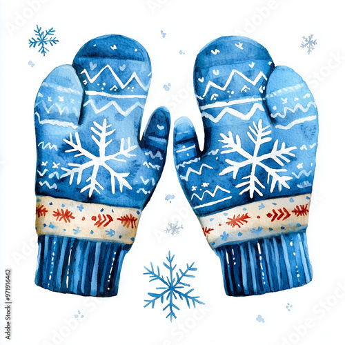 A pair of mittens with snow...