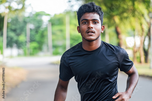 Indian athlete male effort to exercise for health and fitness vitality