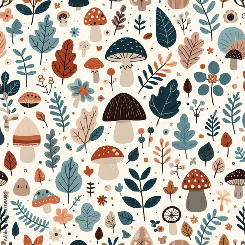 seamless pattern with mushrooms