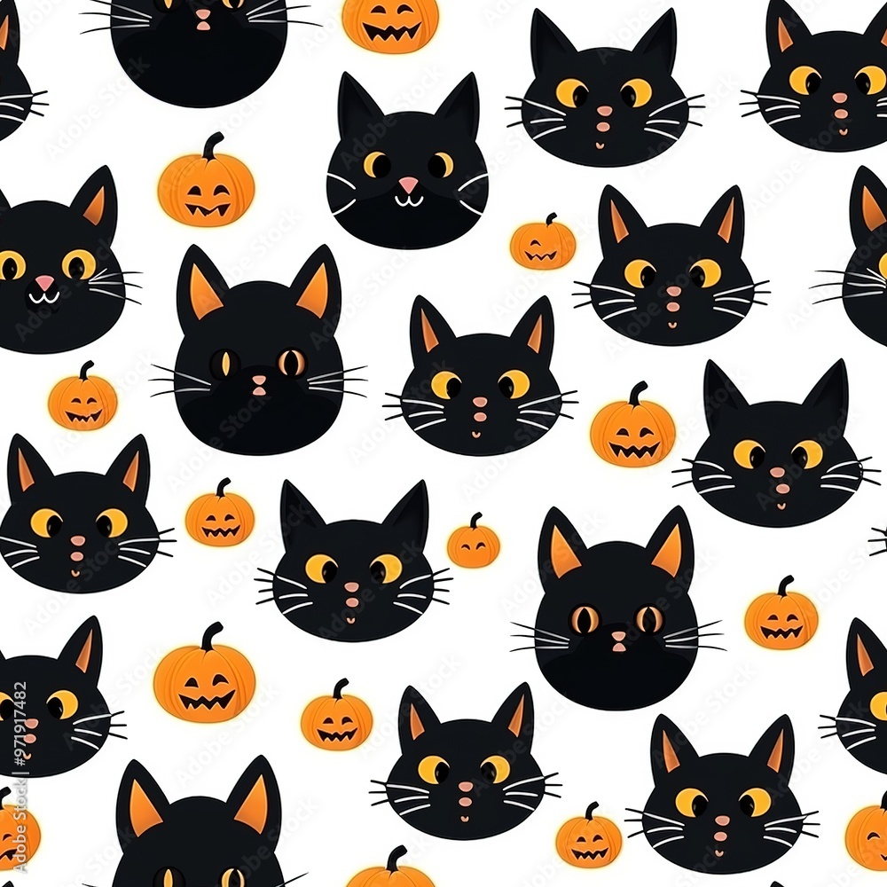 seamless pattern of cats' faces in different colors, highlighted on a white background. Background wallpaper with cartoon cat faces. Pattern for textiles, packaging, etc. seamless pattern of cats' faces in different colors, highlighted on a white background. Background wallpaper with cartoon cat faces. Pattern for textiles, packaging, etc.