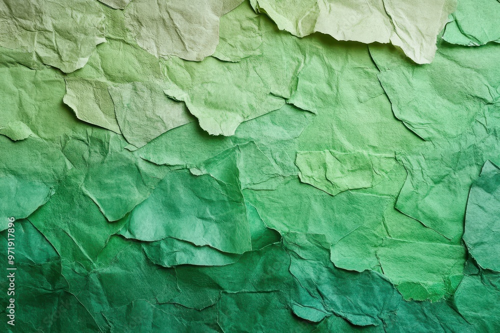 Close-Up of Green Crumpled Paper with Gradient Close-Up of Green Crumpled Paper with Gradient