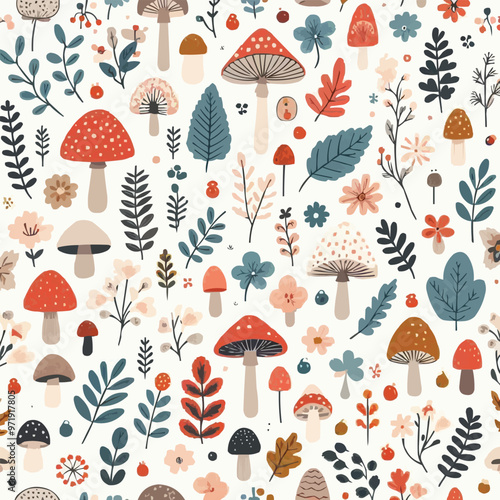 seamless pattern with mushrooms