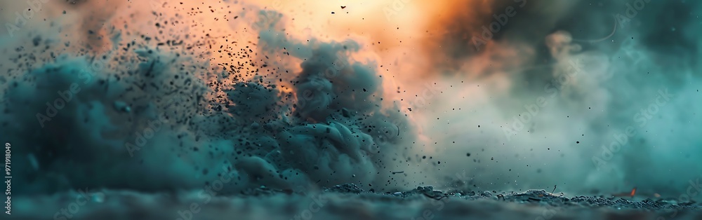 Teal dust explosion a perfect shot top view. Teal dust explosion a perfect shot top view.