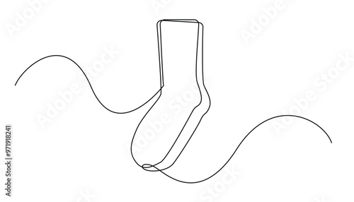 continuous line drawing of socks.one line drawing of white socks.single line vector illustration.isolated white background