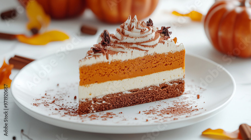 Wallpaper Mural Slice of pumpkin pie cheesecake with whipped cream. Torontodigital.ca