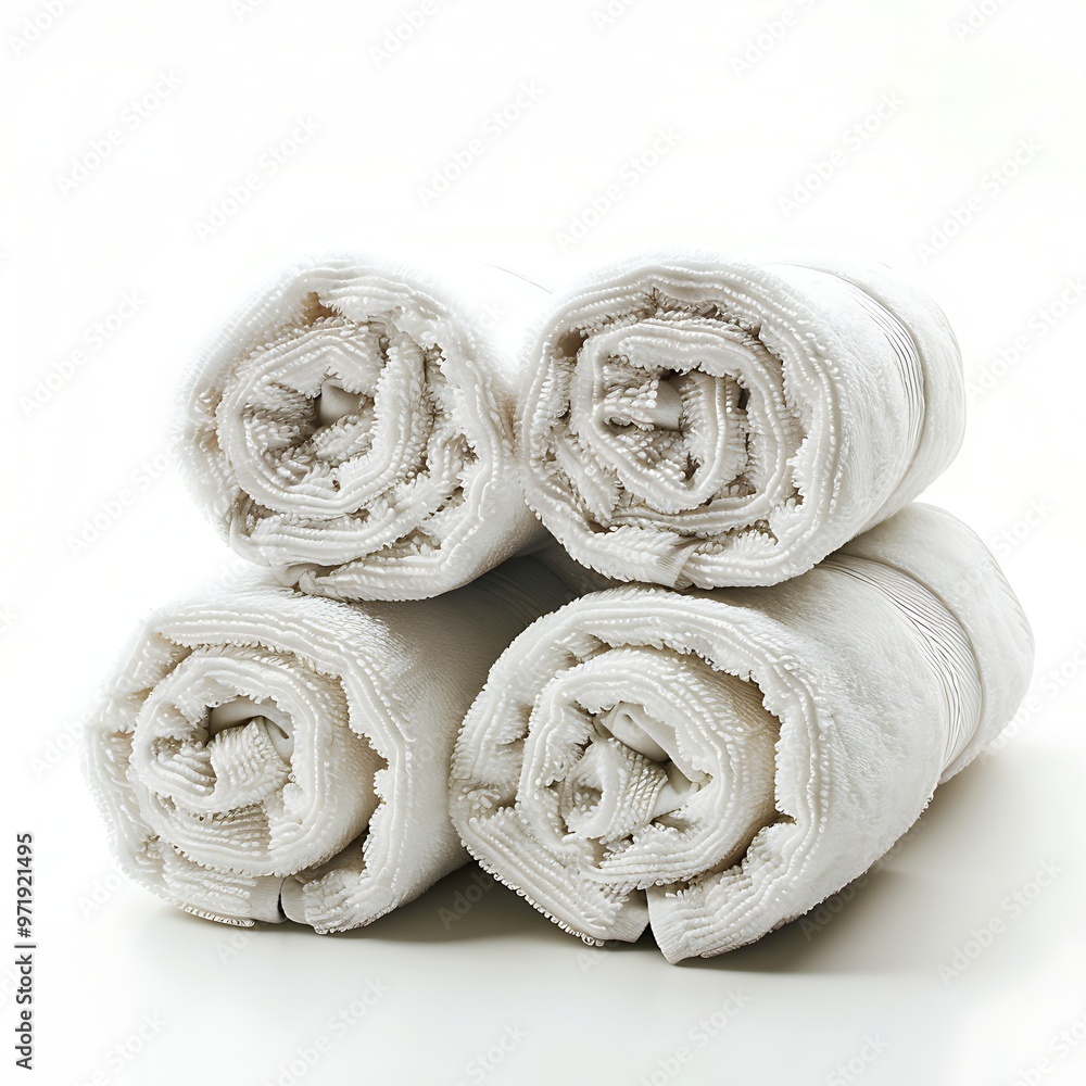 Rolled towels on white background. Rolled towels on white background.
