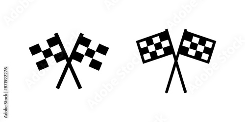 Vector icon of a race flag, ideal for representing competition or sports events. Features a racing flag symbolizing start or finish lines, presented in a clean, minimalist design on a white background