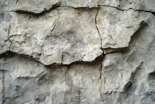 Gray Cracked Rock Surface Close-Up