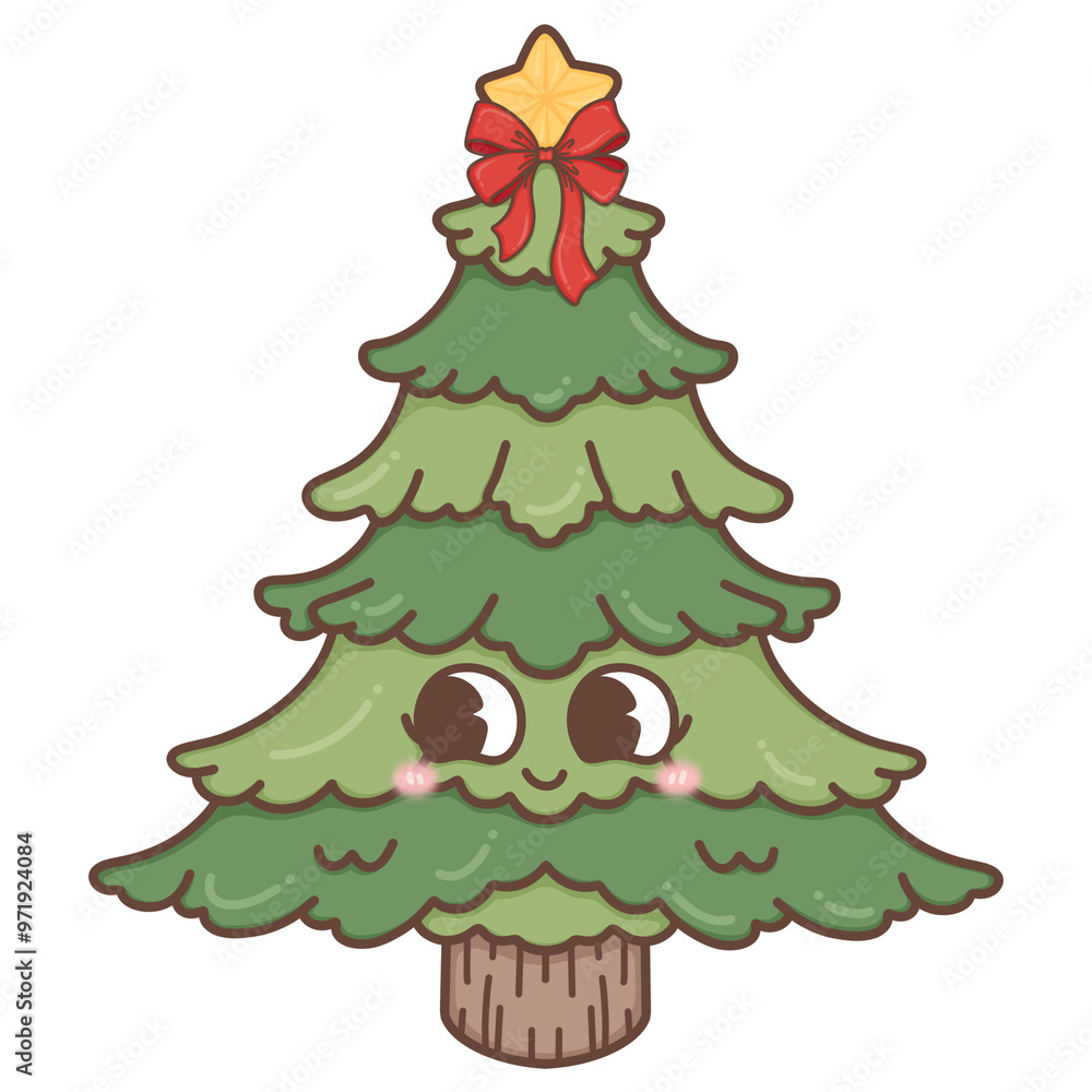 Christmas tree in trendy groovy hippie style.Merry Xmas 70s illustration Happy Winter holidays. Christmas tree in trendy groovy hippie style.Merry Xmas 70s illustration Happy Winter holidays.