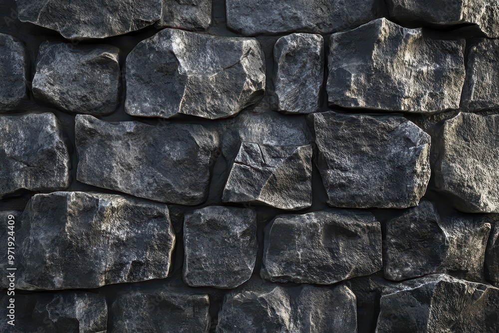 Close-up of a Gray Stone Wall with Irregularly Shaped Stones Close-up of a Gray Stone Wall with Irregularly Shaped Stones