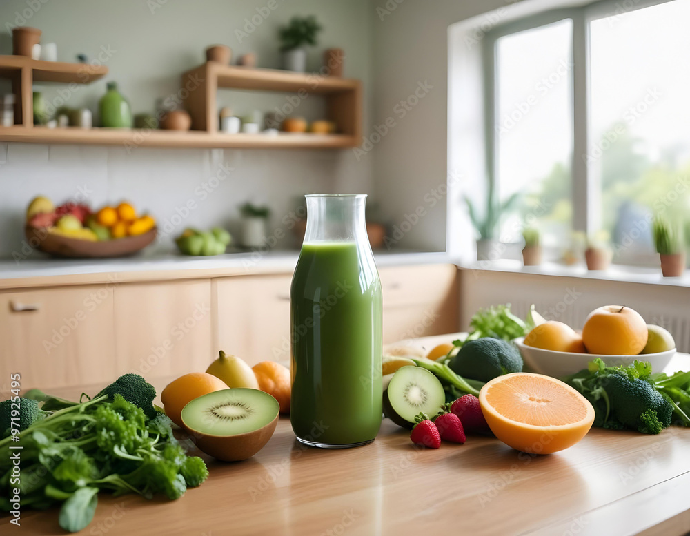 Diet vegetable juice for health on a kitchen Diet vegetable juice for health on a kitchen
