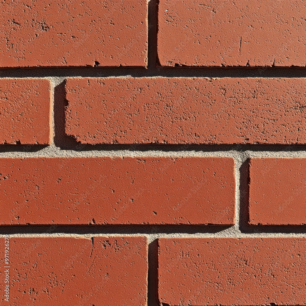 Close-up of a red brick wall with visible mortar Close-up of a red brick wall with visible mortar