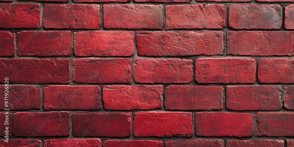 Fototapeta premium Red Brick Wall with Dark Mortar Lines