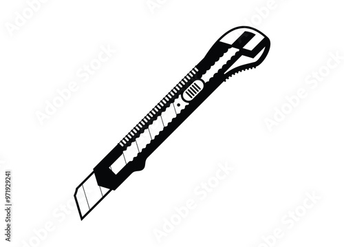 Cutter knife. Simple illustration in black and white