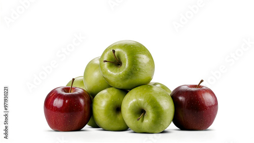 collection of fresh apples isolated on transparent background 