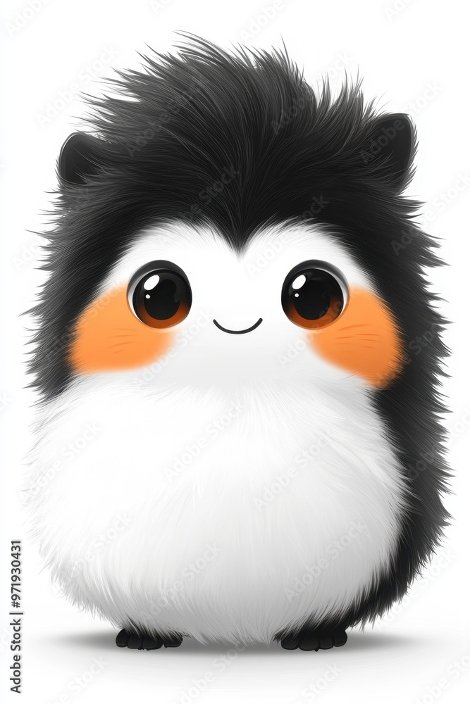 Fototapeta premium A cute, cartoonish creature with fluffy fur and big eyes, exuding charm and playfulness.