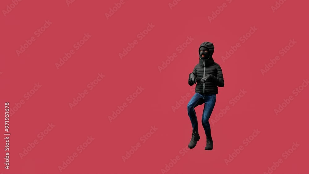 A 3D animated character sneaks stealthily, depicting a thief in action. The scene captures tension, secrecy, and the thrill of a heist in a digital animation style.