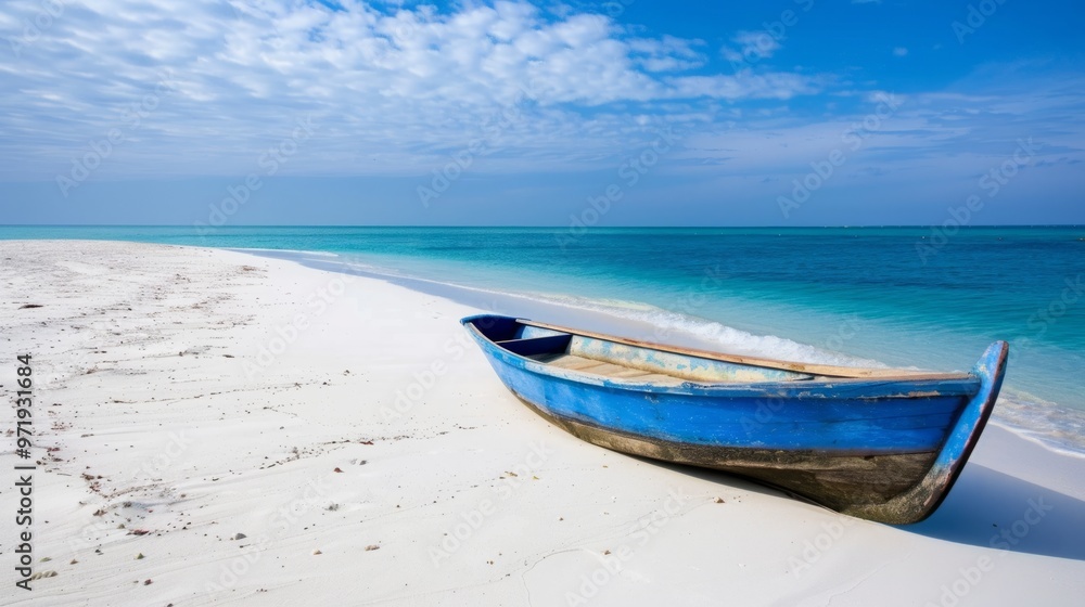 boat on the sand on a beautiful beach generative ai boat on the sand on a beautiful beach generative ai