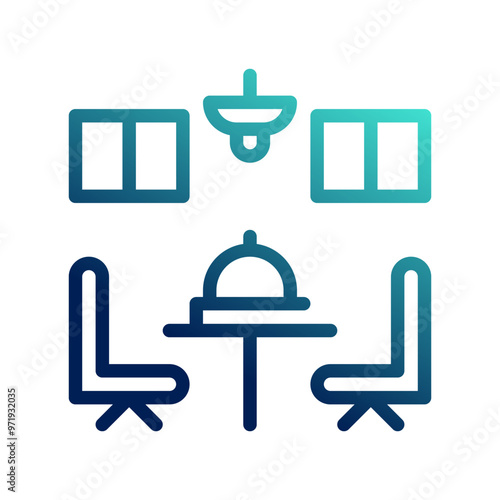 Dining room icons. with outline style and gradient colors. symbol logo illustration.