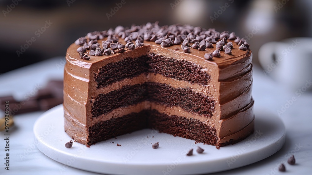 Delicious Chocolate Cake with Chocolate Chips Delicious Chocolate Cake with Chocolate Chips