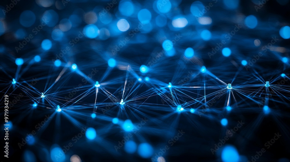 Abstract Blue Network with Glowing Nodes and Lines Abstract Blue Network with Glowing Nodes and Lines
